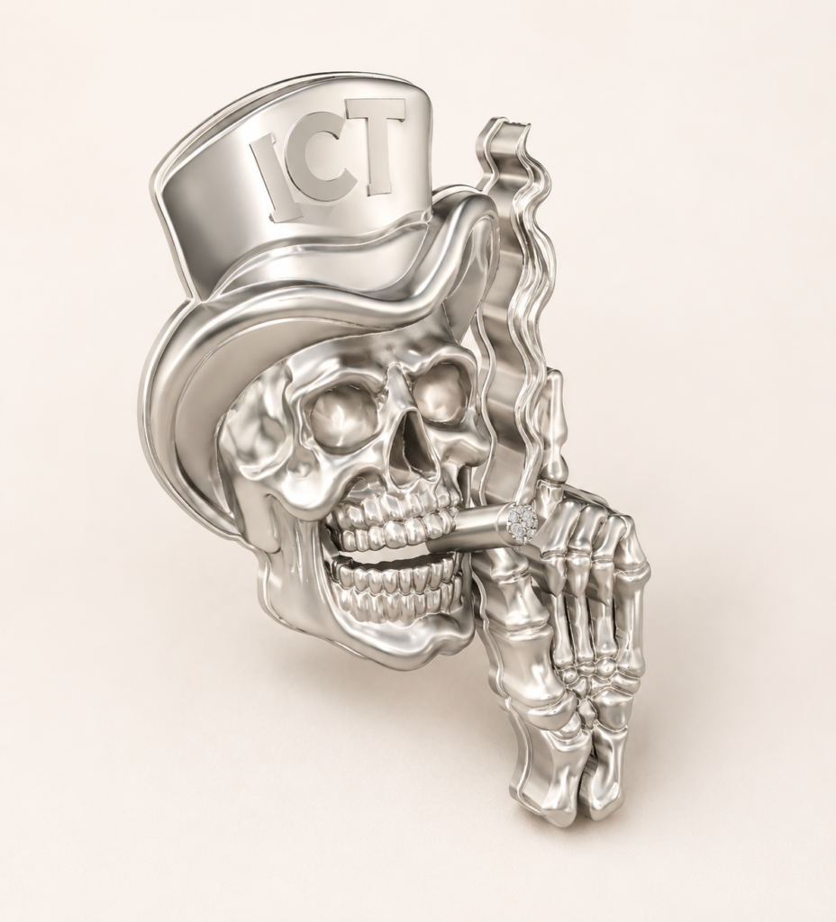Custom Skull Pendant CAD Design with Top Hat and Cigar Detail
