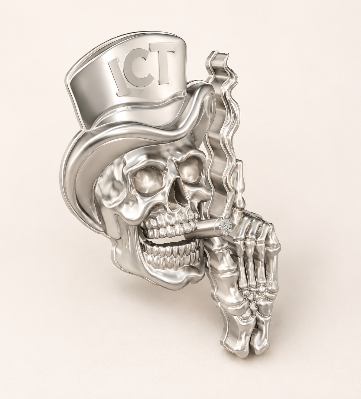 Custom Skull Pendant CAD Design with Top Hat and Cigar Detail