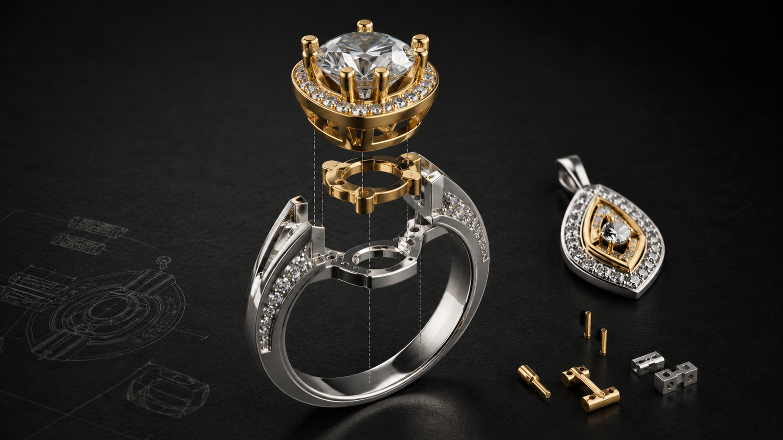 Engineering Two-Tone Jewelry in CAD: Metal Separation, Assembly, and Manufacturing Precision