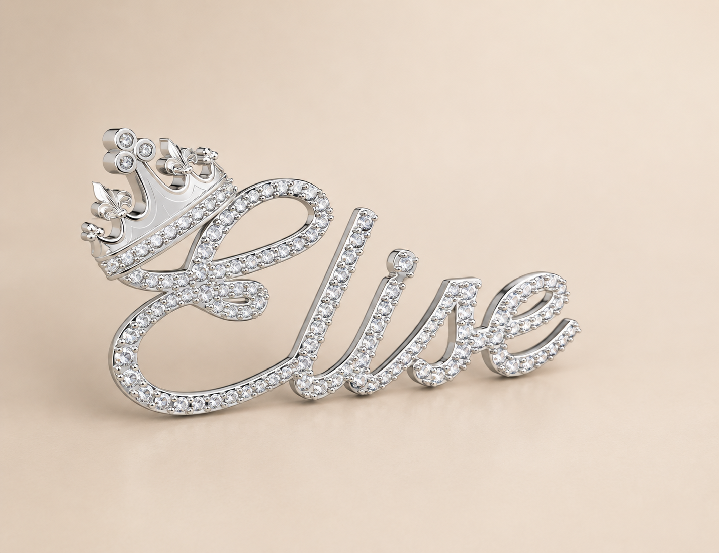 Elise Diamond Crown Name Pendant CAD Design