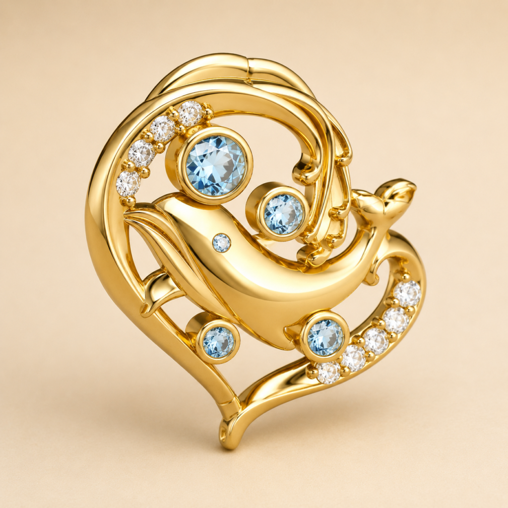 Custom Gold Dolphin Pendant 3D Jewelry CAD Design